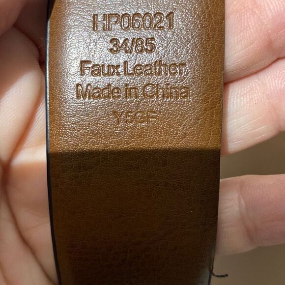 Perry Ellis Men's Black Faux Leather Silver Prong Buckle Single Strap Belt 34/85 - Picture 12 of 16